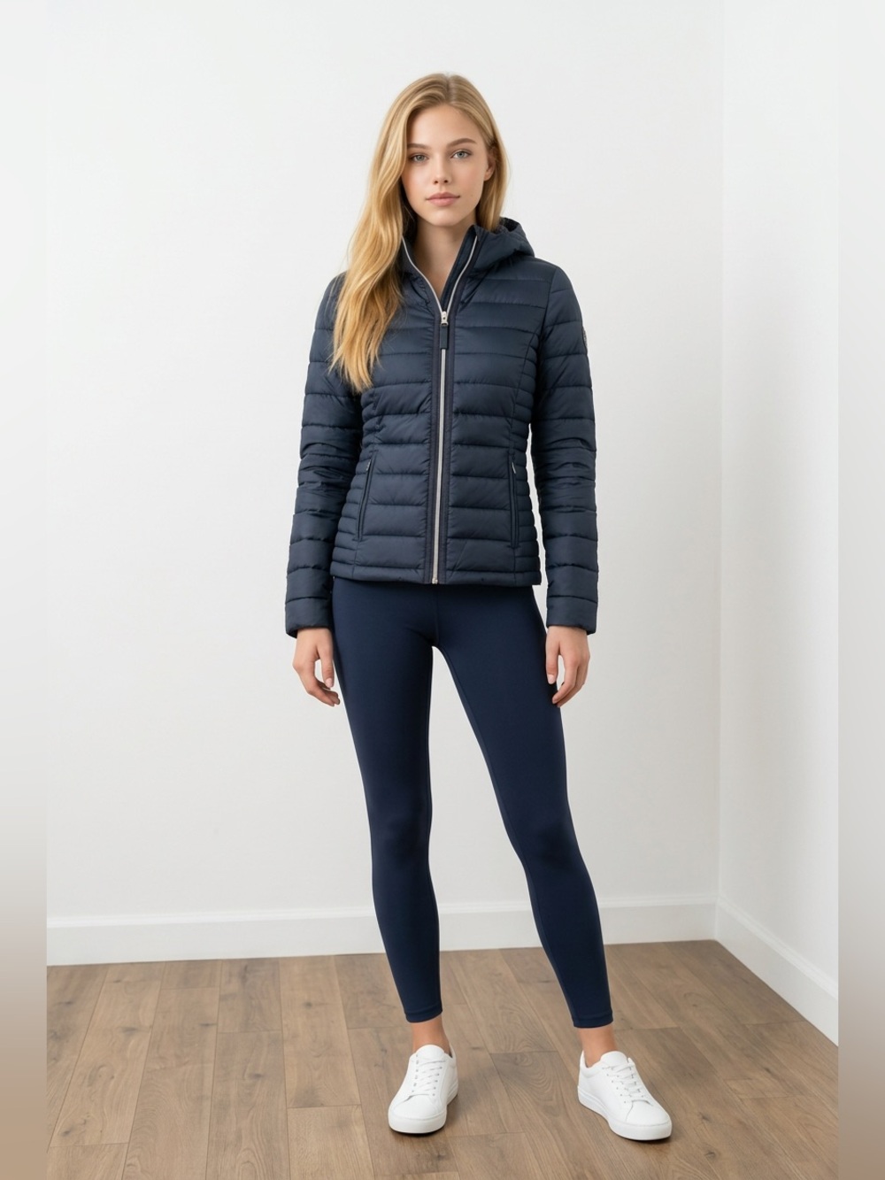 Abercrombie & Fitch Navy Quilted Hooded Puffer Jacket